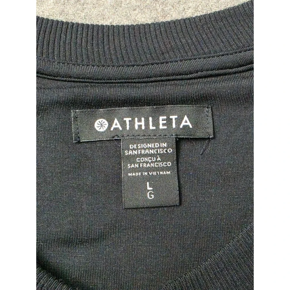 Athleta Santorini Cinch Dress Womens Large Black Sleeveless Midi Stretch Slit